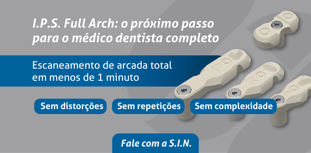 I.P.S. Full Arch: o próximo passo para o Medico Dentista completo
Escaneamento de arcada total em menos de 1 minuto